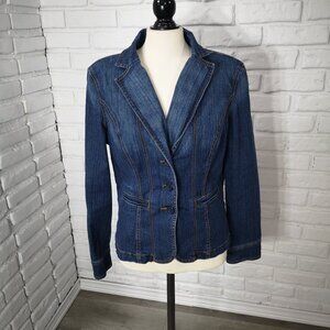 St John's Bay Stretch Ladies Size Large Medium Wash Jean Jacket